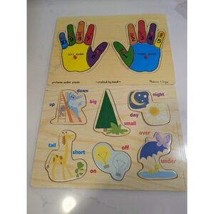 Melissa & Doug Wooden Peg Puzzle Set 2 Hands Numbers Counting and Opposites Kids
